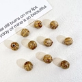 Retro tan marble textured ceramic pumpkin beads for DIY jewelry and bracelets - Earthy Yellow