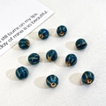 Dark blue and brown pumpkin shaped ceramic beads for DIY bracelets and necklaces - Navy Blue