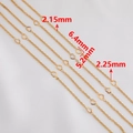 Golden stainless steel heart chain for DIY jewelry making with 6.4mm heart charms - Gold