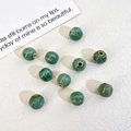 Dark green pumpkin striped ceramic beads for DIY jewelry making and bracelets - Light Blue