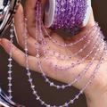 DIY paarse kristallen kralenketting met gouden schakels voor handgemaakte sieraden - 1 Meter/Pak / Paarse Driehoek Kristal Koperen Ketting - 4mm - KC Goud