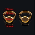 Adjustable golden stainless steel ring base with round blank tray for DIY jewelry making - 10.2mm Inner Diameter / Gold