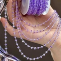 DIY paarse kristallen kralenketting met zilveren metaaldraad voor sieraden maken - 1 Meter/Pak / Paarse Driehoek Kristal Koperen Ketting - 4mm - Zilver