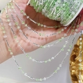 Groene en heldere kristallen stenen met zilveren metalen buisjes voor DIY-sieraden - 0,5 Meter/Pak / Groen Wit Verloop Buis Kristal Koperen Ketting - Zilver