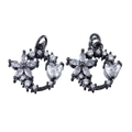 Ciondolo a fiore e cuore con zirconi neri per la creazione di bracciali e gioielli DIY - Anello Traforato Fiore a Cinque Petali con Cuore (Modello 17)