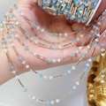 DIY gouden ketting met blauwe en witte onregelmatige stenen kralen voor sieraden - 0,5 Meter/Pak / Blauw Wit Verloop Buis Kristal Koperen Ketting - KC Goud