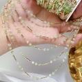 Lichtgroene kristallen kralen met gouden metalen buisjes voor doe-het-zelf sieraden - 0,5 Meter/Pak / Groen Wit Verloop Buis Kristal Koperen Ketting - KC Goud