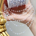 Zilveren ketting met lichtblauwe en heldere gefacetteerde kralen voor DIY sieraden - 0,5 Meter/Pak / Blauw Wit Verloop Driehoek Kristal Koperen Ketting - Zilver