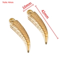Golden horn pendant with V-shaped texture and 42mm length for DIY jewelry making - Horn / Gold
