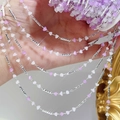 DIY zilveren metalen ketting met paarse en witte hartvormige kralen voor sieraden - 0,5 Meter/Pak / Roze Wit Verloop Buis Kristal Koperen Ketting - Zilver