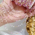 Kralenketting met roze en witte hartjes en gouden buisjes voor DIY-sieraden maken - 0,5 Meter/Pak / Roze Wit Verloop Buis Kristal Koperen Ketting - KC Goud