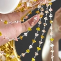 Kleurrijke kristallen kralenketting met gele en roze gefacetteerde glazen stenen - 0,5 Meter/Pak / 6mm Geel Gemengd Driehoek Kristal - Zilver