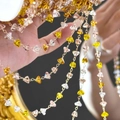 Kleurrijke hartvormige kristallen kralenketting met gouden ringen voor DIY-sieraden - 0,5 Meter/Pak / 6mm Geel Gemengd Driehoek Kristal - Goud