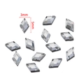 Strass pour nail art en forme de losange transparent, 3x5mm avec support argenté - Motif diamant / Pack de 100
