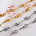 Polished silver and gold teardrop chain beads 19x6mm for DIY jewelry making - Long Water Drop