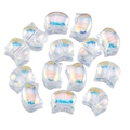 Handmade Czech glass cat beads with AB rainbow coating for DIY jewelry making - White