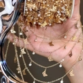 Golden butterfly and round rhinestone link chain for DIY jewelry making - White Rhinestone - KC Gold