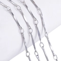 Polished silver-colored brass rod chain link for DIY bracelet and necklace jewelry - 0.5 Meters/Pack / White K/Silver