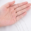 Slim silver flat bar chain with polished finish for DIY bracelets and necklaces - 0.5 Meters/Pack / Silver