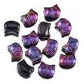 Iridescent glass cat head beads with gradient metallic finish for DIY jewelry crafts - Deep purple