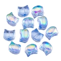 Iridescent blue Czech glass cat beads for DIY jewelry making and tassels - Sapphire Blue