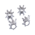 Macro detail of silver crown charms showing hollow base for pearl or bead setting - 10pcs/Pack / White K/Silver