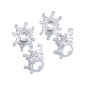 Detail of four polished silver crown charms for DIY jewelry making and handmade necklaces - Silver