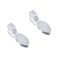 Macro detail of silver pinch bails with geometric grid texture for jewelry making - 10 Pieces/Pack / Silver