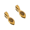 Detail of vintage gold alloy oval charms with black grid pattern for DIY jewelry making - 10 Pieces/Pack / Antique Gold