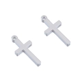 Close-up of polished silver cross pendants with top rings for DIY jewelry making - 10pcs/Pack / Silver