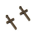 Macro detail of retro bronze alloy cross charms for DIY jewelry and necklace making - 10pcs/Pack / Bronze