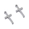 Close-up of two polished silver cross pendants with rings for jewelry making - 10pcs/Pack / Antique Silver