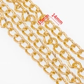 Macro shot of gold aluminum twist chain links for DIY jewelry, size 10mm by 14mm - KC Gold