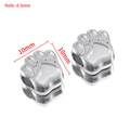 Polished silver animal paw print beads with 4.5mm large hole for DIY jewelry making - Paw Print (Silver)