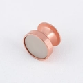 Rose gold stainless steel double flare ear plug with a smooth light grey inlay - 11mm / Rose Gold