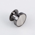 Gunmetal magnetic flat head clasp with silver center disk for accessory making - 6.5mm / Gun Black