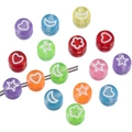 Set de cuentas acrílicas de colores con formas de corazón estrella y luna para joyas - 50 Piezas/Bolsa / Cuentas translúcidas de colores mezclados con patrón de estrella luna flor