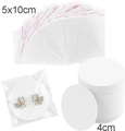 Detail of 4cm round jewelry display card and 5x10cm clear poly bag with butterfly earrings - Round / White