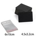 Set of 4.5x3.2cm black jewelry display cards with 6x10cm clear OPP self-sealing bags - Square / Black