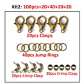 Antique bronze DIY jewelry making kit with 100 lobster clasps and jump rings pieces - Set 2 / Antique Bronze