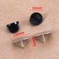 Chiusura in gomma nera e spilla a farfalla argentata per set di spille fai-da-te - 50 Paia/Confezione / Perno a Testa Piatta Rodio 15mm / Nero