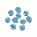 Chiusure per spille in silicone azzurro per fissaggio sicuro di distintivi e accessori - 50 Paia/Confezione / Perno a Testa Piatta Argento 10mm / Blu Reale Chiaro
