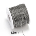 Bulk 1.5mm silver stainless steel O-link chain roll for DIY jewelry making - 2 Meters/Bag / Steel Color 1.5mm