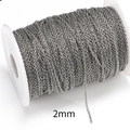 Gunmetal 2mm stainless steel O-chain jewelry accessory on white plastic spool roll - 2 Meters/Bag / Steel Color 2mm