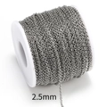 DIY silver stainless steel 2.5mm O-chain link roll for jewelry making bracelets - 2 Meters/Bag / Steel Color 2.5mm