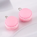 Paar rosa Harz Macaron Anhänger mit silbernen Metallringen für DIY-Schmuck und Schlüsselanhänger - Rosa