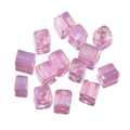 Pink AB color 4mm square sugar spacer beads with iridescent finish for DIY bracelets - 450g/Pack / Rose Red-Glossy