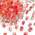 Macro detail of 8mm pink and red gradient Czech glass beads in a decorative glass bowl - 100 Pcs/Pack / Pink White-8mm