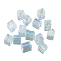 4mm cube sugar glass loose beads with iridescent AB coating for DIY jewelry making - 450g/Pack / Blue Green-Glossy