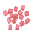 4mm translucent pale pink square cube beads with center hole for DIY jewelry making - Red-Frosted